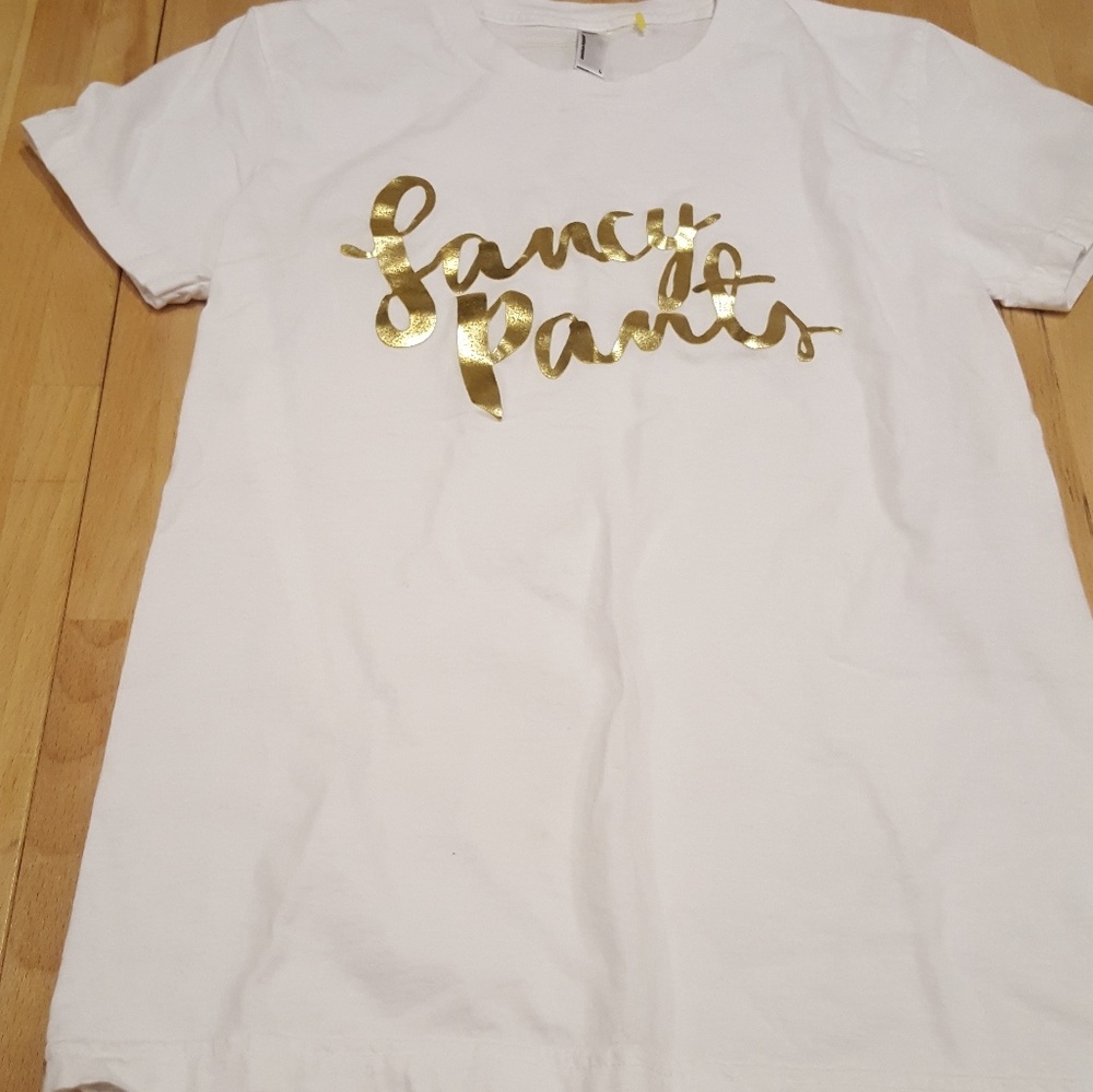 American Apparel white and gold tshirt